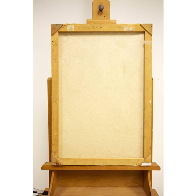 Colorful Italian cityscape which includes elements of both Rome and Milan, noted on the back of the painting. Signed in...