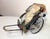 Folk Art Antique 19th Century Handmade Mixed Media Tole Running Rickshaw Mini Sculpture For Sale - Image 3 of 18