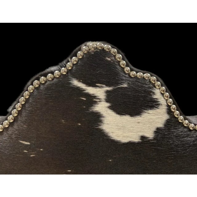 2020s Contemporary Italian Black & White Cowhide Chair With Silver Nailhead Trim For Sale - Image 5 of 6