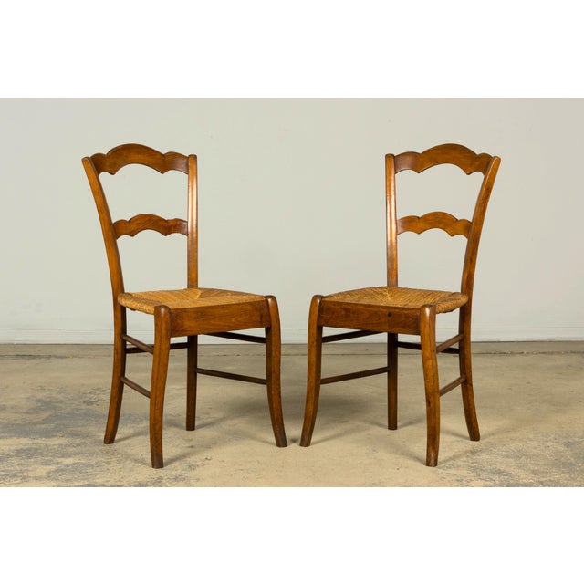 Set of 14 Mid-19th Century French Provincial Petite Maple Rush Seat Dining Chairs For Sale - Image 13 of 18