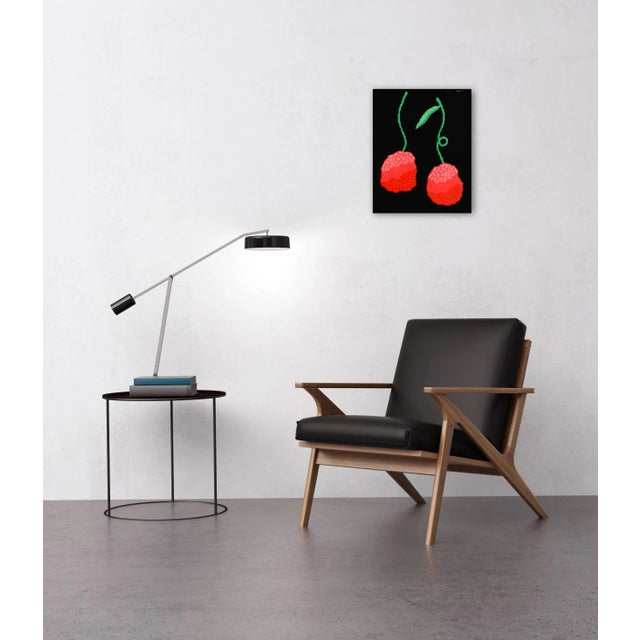 Black "Black Cherries" Contemporary Minimalist Still Life Mixed-Media Painting by Will Beger For Sale - Image 8 of 8