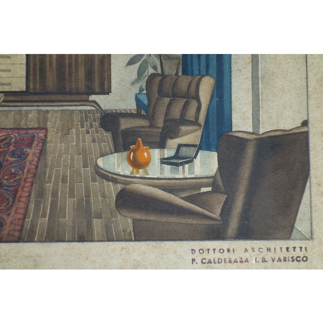 Calderara & Tito Varisco, Art Deco Home Interior Design, 1920s, Pencil and Watercolor For Sale - Image 3 of 11