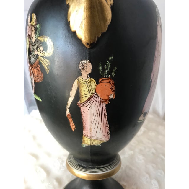 Antique Italian Neoclassical Basalt Grecian Style Porcelain Urn Vase For Sale - Image 9 of 13