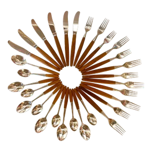 Vintage Mid Century Modern Teak Cutlery/ Flatware Made in Norway - 65 Pieces (Service for 12)
