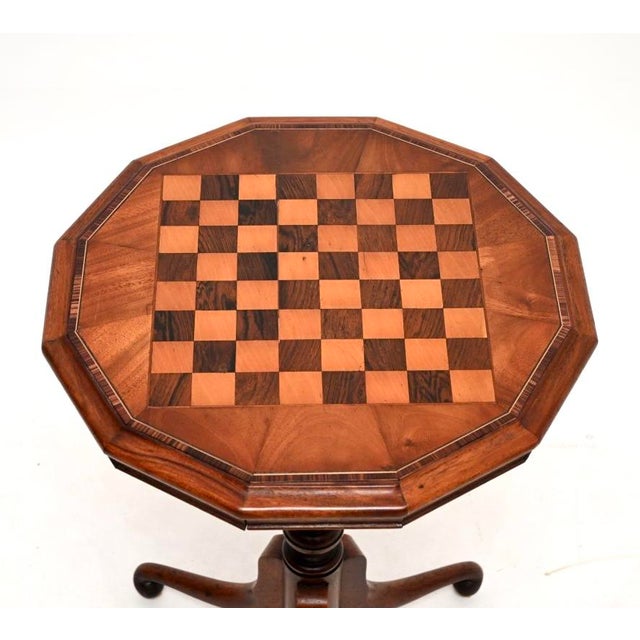 Antique Victorian Inlaid Walnut Chess Table, 1860 For Sale - Image 4 of 8