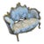 French Rococo Style Tufted Sky Blue Settee For Sale