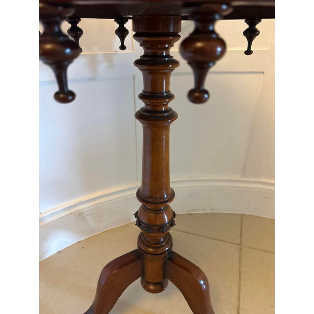 Antique Victorian Walnut Bobbin GalleryTable Lamp , 1880 For Sale - Image 10 of 13