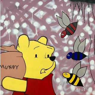 Winnie the Poo Cartoon Urban Graffiti Art by British Street Artist Chris Pegg 2014 For Sale