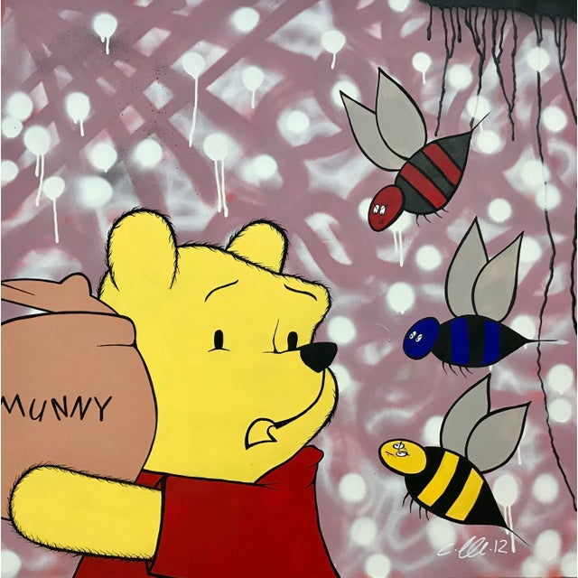 Winnie the Poo Cartoon Urban Graffiti Art by British Street Artist Chris Pegg 2014 For Sale