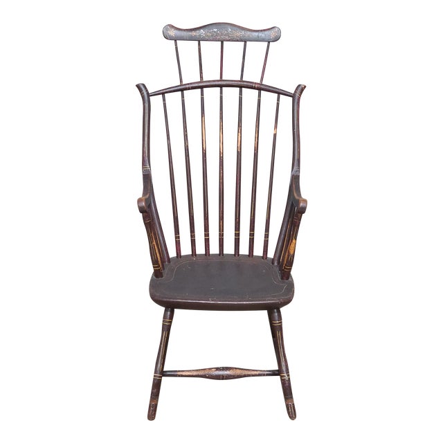 Late 19th Century Windsor Arm Rocking Chair Fan Back W Comb Back ...