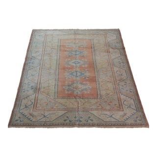 1970s Hand Knotted Turkish Milas Rug for Floor -9' 6'' X 6' 9'' For Sale