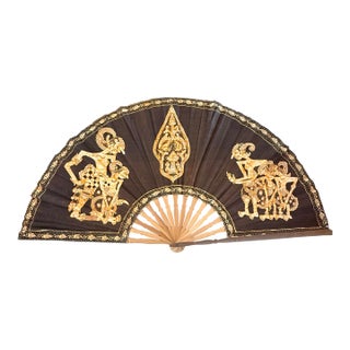 Large Batik Folding Fan For Sale