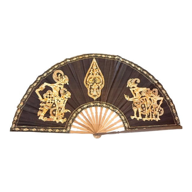 Large Batik Folding Fan For Sale
