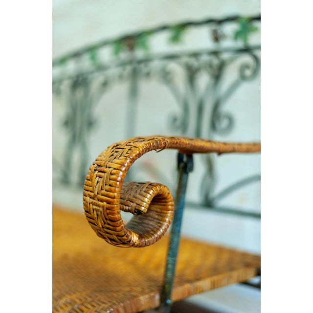 Folding iron and bamboo bench – 1950s product details wrought iron details and decorations on the backrest seat...