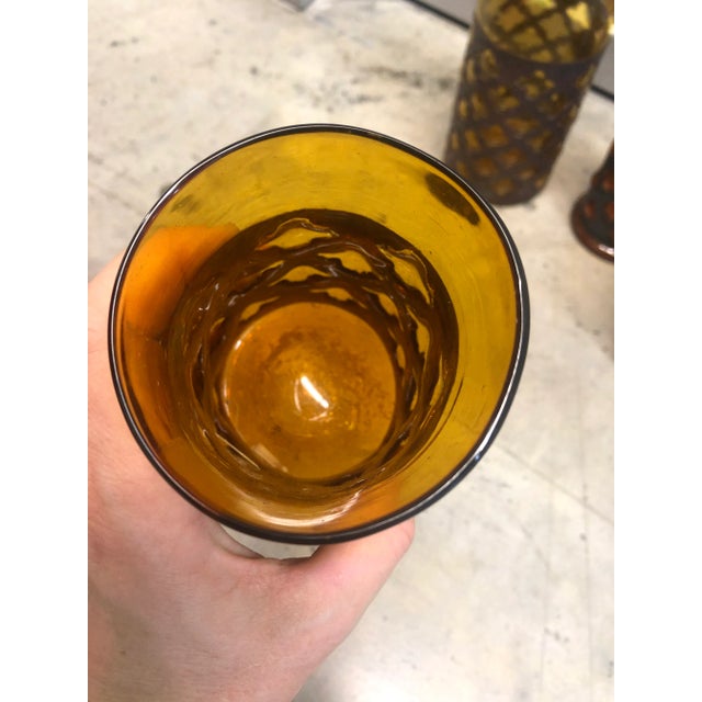 Amber Mid-Century Modern Felipe Derflingher Caged Pitcher and Glasses - Set of 7 For Sale - Image 8 of 11