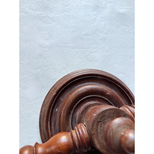 Wood Antique Large Dark Wooden French Towel Rack For Sale - Image 7 of 8