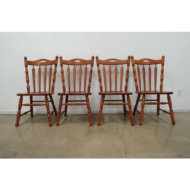 Vintage Tell City Early American Colonial Solid Wood Dining Chairs (Set of 8) For Sale In Austin - Image 6 of 17