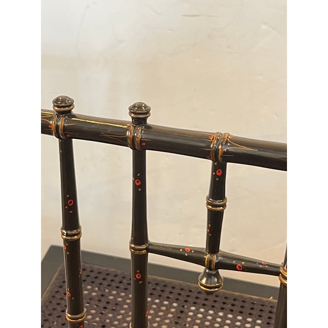 Napoleon III Faux Bamboo Painted Cane Low Chair, 19th Century For Sale - Image 11 of 14