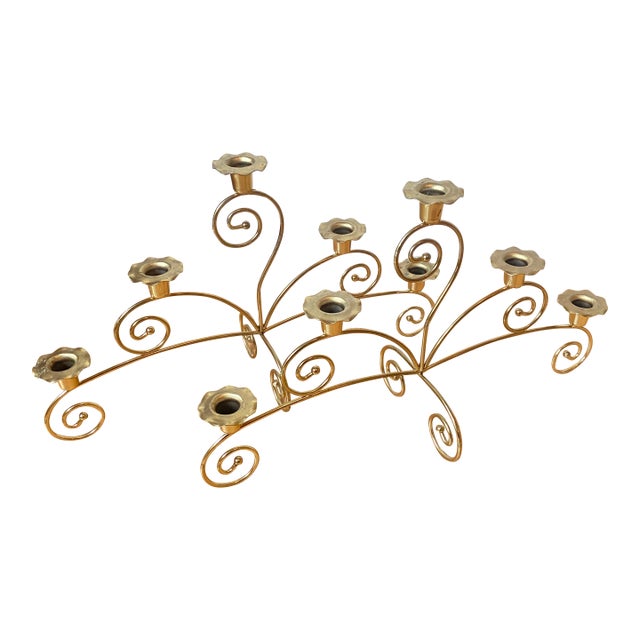 1980s Mid Century Brass Candle Holders Votive Centerpiece- Set of 2 For Sale