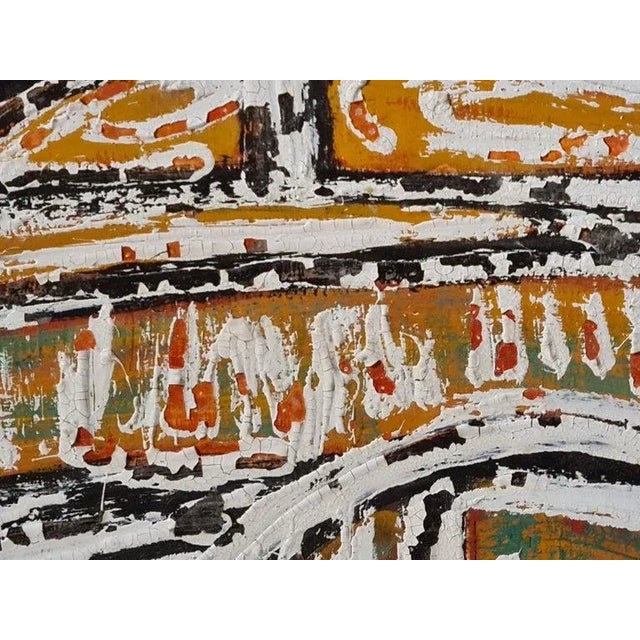 Mid 20th Century Large Aboriginal-Inspired Abstract Oil Painting on Board, Framed For Sale - Image 11 of 11