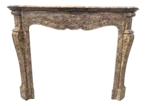 Louis XV Style Fireplace in Speckled Breccia Marble, 1800s
