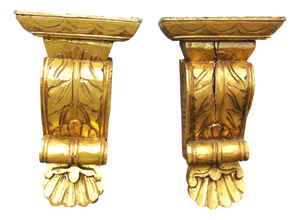Vintage Wall Corbels in Gilt Wood, 1930s, Set of 2