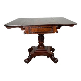 Regency Mahogany Pembroke Table with Carved Pedestal Base, 1800 For Sale