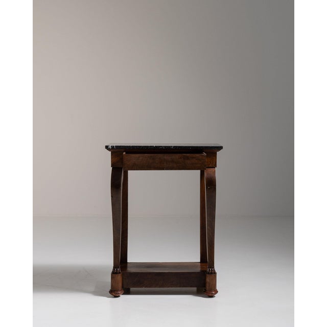 19th Century 19th Century France Deep Ebony Black Ebonized Pedestal Side Table For Sale - Image 5 of 11