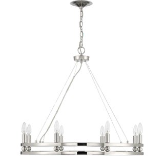 Ashland 8-Light Statement Round Nickel Chandelier For Sale