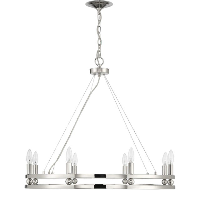 Ashland 8-Light Statement Round Nickel Chandelier For Sale