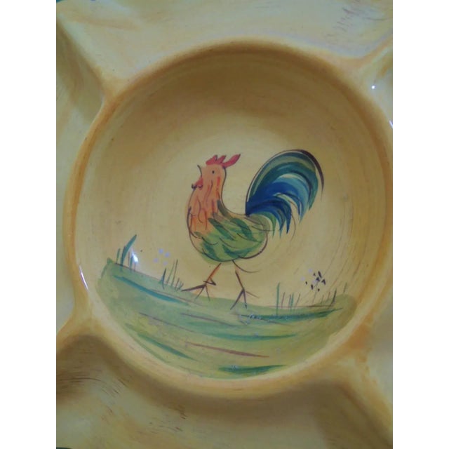 Yellow Vintage Handpainted Rooster Serving Platter For Sale - Image 8 of 13