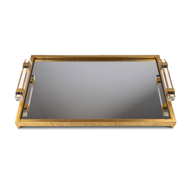Metal Artemis Tray with Crystal Handles For Sale - Image 7 of 10