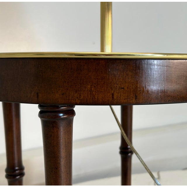 Frederick Cooper Mid-Century Fredrick Cooper Brass Tray Faux Bamboo Floor Lamp Table For Sale - Image 4 of 12