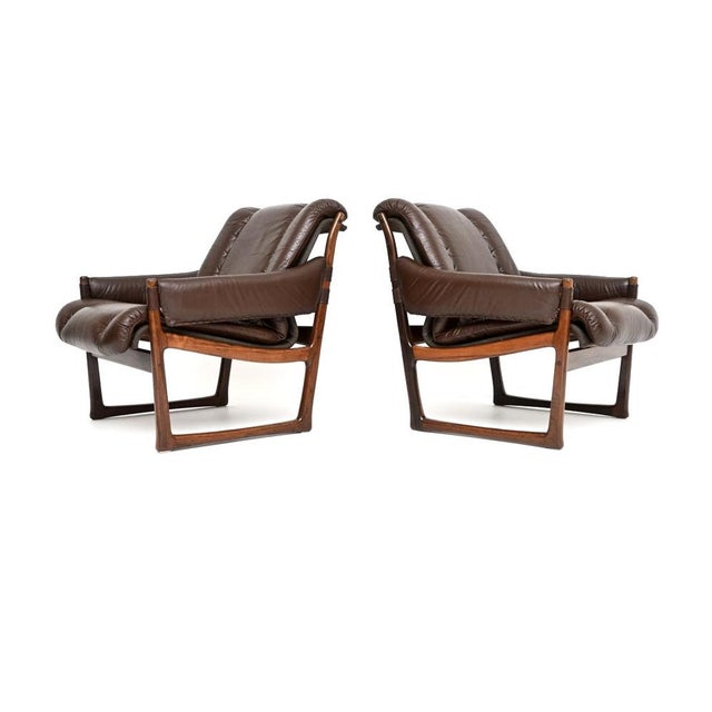 Mid-Century Modern Vintage Armchairs by Torbjorn Afdal for Bruksbo, 1970, Set of 2 For Sale - Image 3 of 11