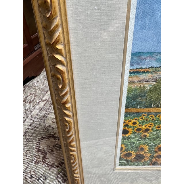 Giles Grimoin Field of Sunflower Watercolor, Signed For Sale - Image 11 of 12