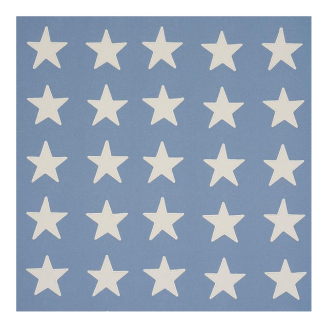 Schumacher Starfield Appliqué Fabric in Sky For Sale