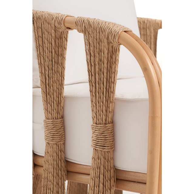Ropes Attached Rattan Lounge Chair, With White Sofa Cushions Chairish