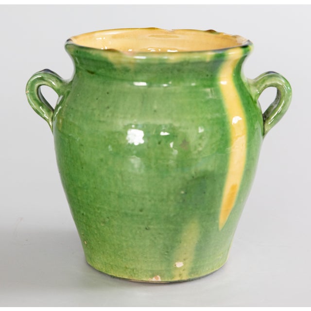 Paint Antique French Country Green Glazed Terracotta Planter Vase Confit Pot For Sale - Image 7 of 7
