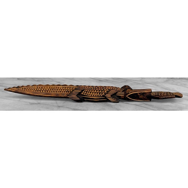 African Vintage African Tribal Crocodile Wood Carved Sculpture - 19" For Sale - Image 3 of 9