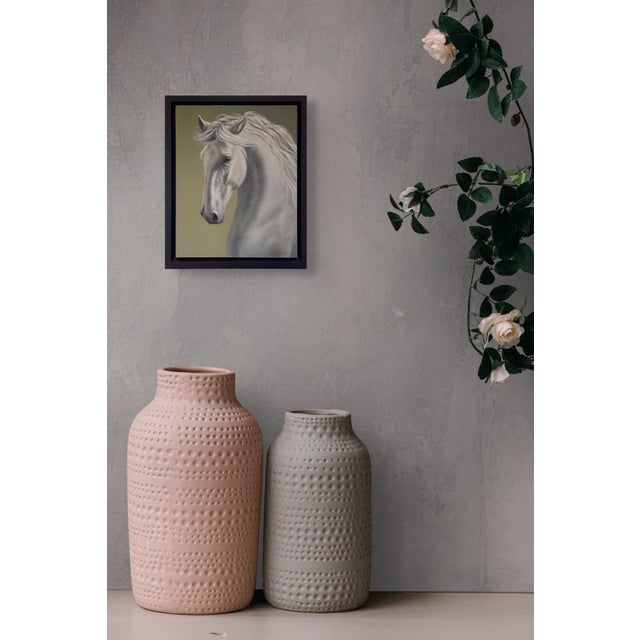 Early 21st Century Triumph by Sarah van der Helm | Oil on panel Portrait of a white horse. For Sale - Image 5 of 5