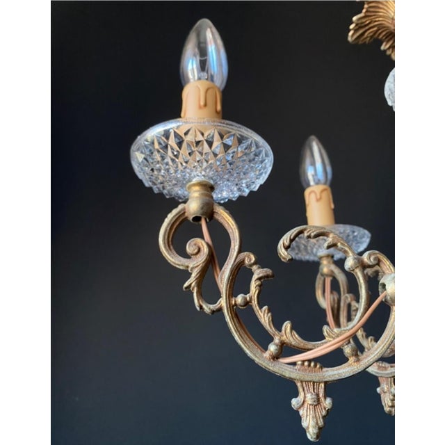 Vintage French Chandelier in Brass and Glass, 1960s For Sale - Image 11 of 16