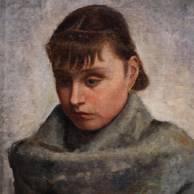 Italian Artist, Portrait of a Woman in Impressionist Style, 1920, Oil on Canvas, Framed For Sale - Image 4 of 15