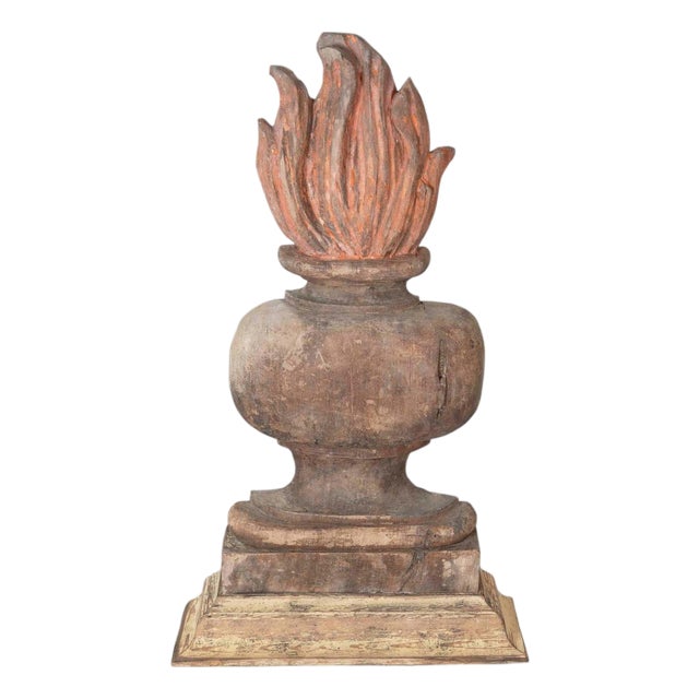French 18th Century Carved Wood Fire Pot For Sale