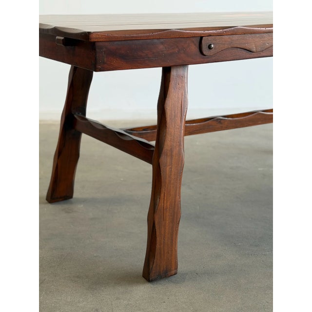 1940's Trestle Dining Table With Leaf Extensions For Sale - Image 10 of 18