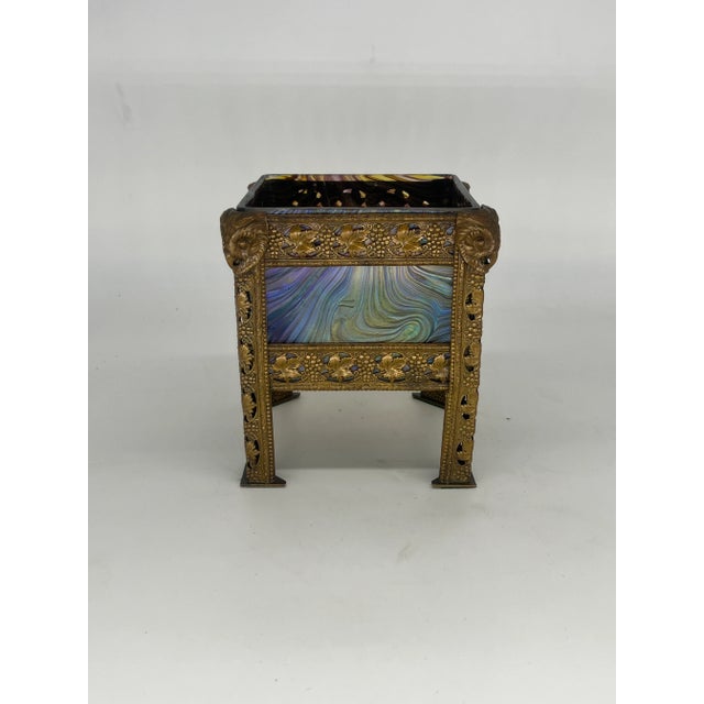 Art Nouveau Austrian Art Glass and Bronze Vase For Sale - Image 13 of 13