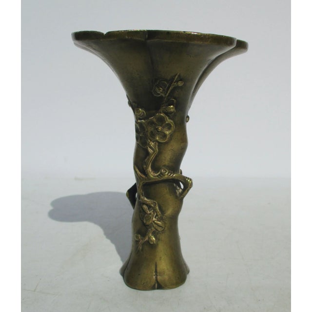 Antique Japanese Bronze Flower Vase Miniature For Sale - Image 4 of 10