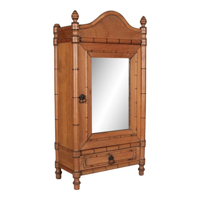 19th Century French Faux Bamboo Wall Cabinet For Sale