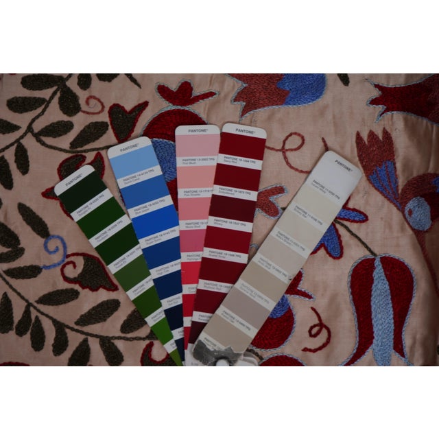 Beige Uzbek Suzani Wall Hanging – Tree of Life Pomegranate Embroidery Textile Art 3'5'' X 6'2'' For Sale - Image 12 of 12