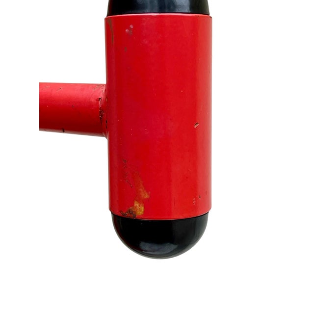 Vintage Memphis Style Red Metal Coat Rack | Postmodern Freestanding Hall Tree For Sale - Image 11 of 16