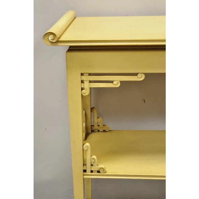 Chinoiserie Vintage Chinoiserie Bone Lacquer Oriental James Mont Style Console Table Server For Sale - Image 3 of 11